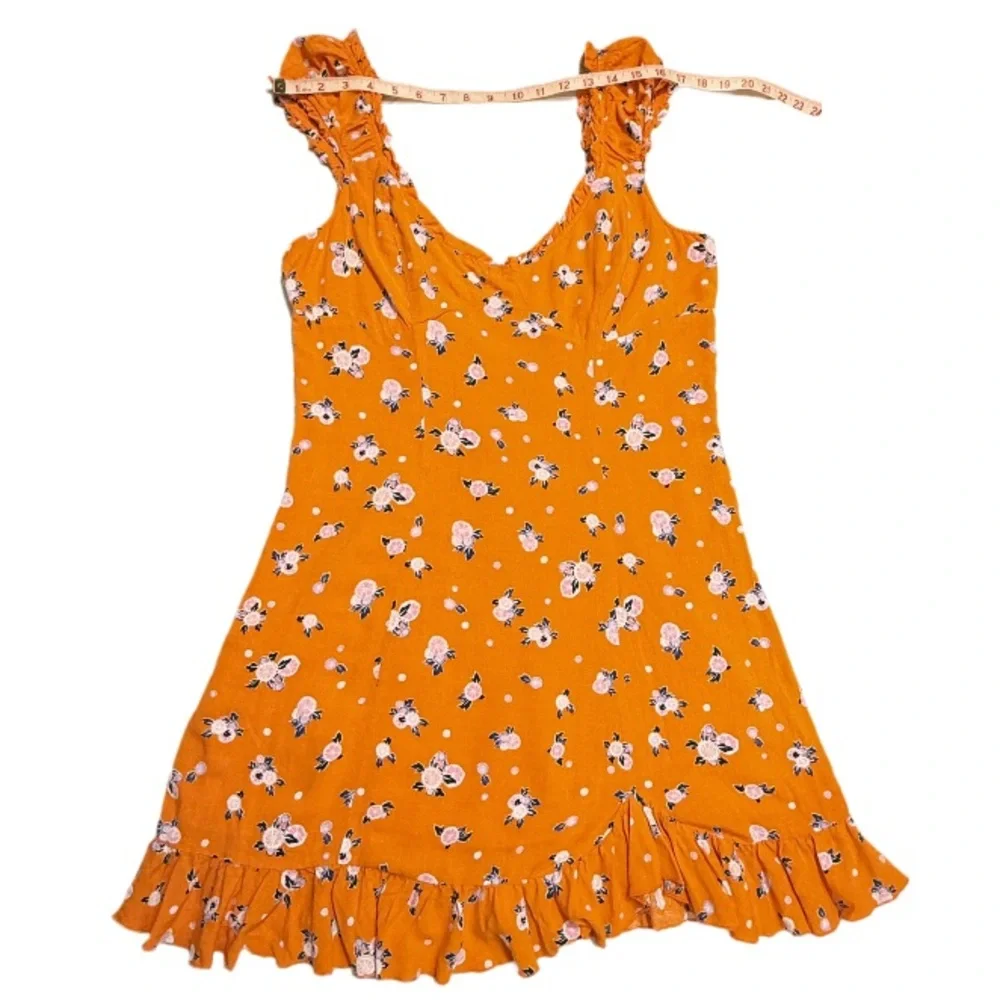FREE PEOPLE | Like A Lady Mini Dress Orange Summer Beach Vacation Floral Boho